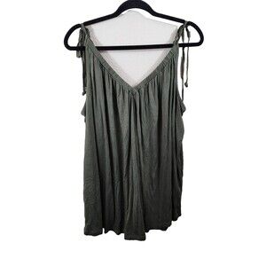 Anthropologie Pure + Good Julian Womens S Olive Green Tie Shoulder Tank Top